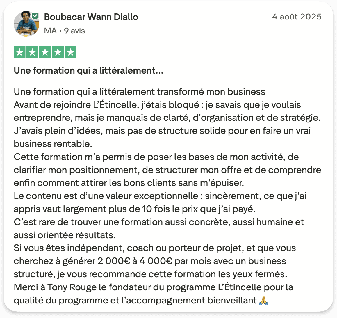 Boubacar Wann Diallo Trustpilot