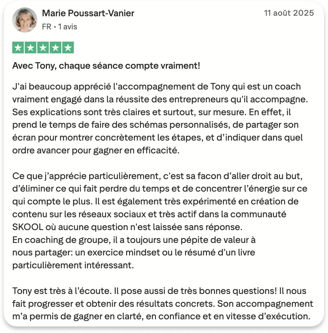 Marie Poussart-Vanier Trustpilot